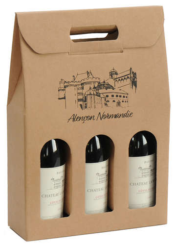 Carton 3 bouteilles de vin 75cl : Cartons et coffrets pour bouteilles personnaliss