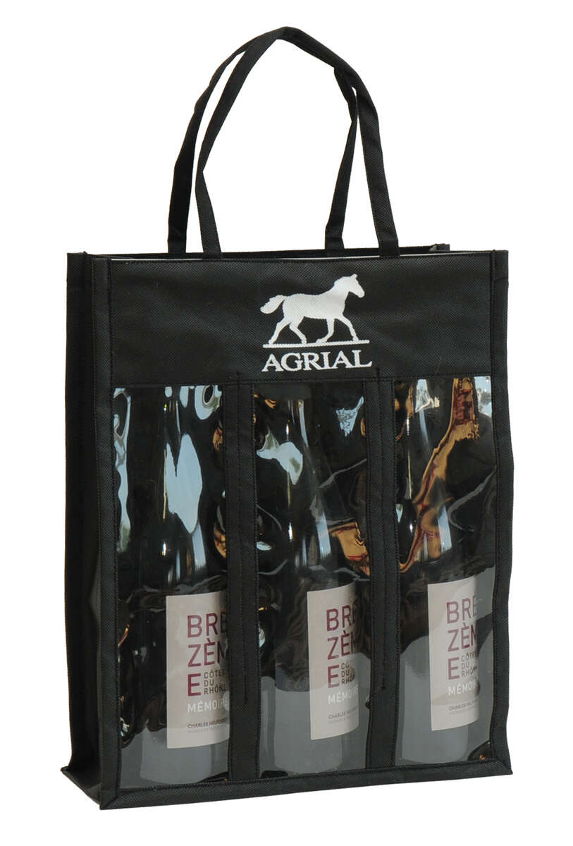 Sacs non-tissés 3 bouteilles 75cl + fenêtre