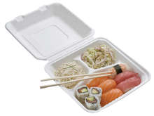 Lot de 50 Lunch box 100% naturelle - 3 compartiments : Vaisselle snacking