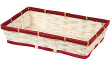 Corbeille bambou rectangle - liseré rouge : Corbeilles & paniers