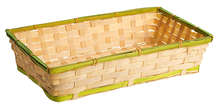 Corbeille bambou rectangle - liseré vert : Corbeilles & paniers