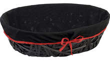 Corbeille bois ovale noire + liseré rouge : Corbeilles & paniers