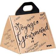 Coffret carton triangle décor "voyage Gourmand noir " : Boites