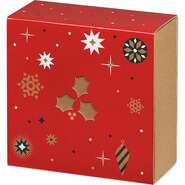 Coffret carton carré fourreau "Bonnes fêtes rouge" : Corbeilles & paniers