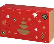 Coffret carton kraft rectangle fourreau "bonnes fêtes rouge " : Corbeilles & paniers