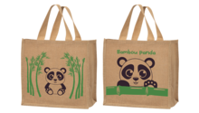 Sacs cabas jute " Bambou panda  "  : Nouveautés
