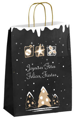 Image produit Sacs kraft Noël - Noir chic