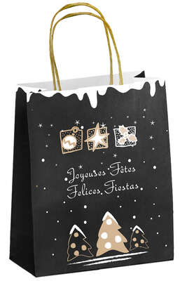 Image du produit Sacs kraft Noël - Noir chic