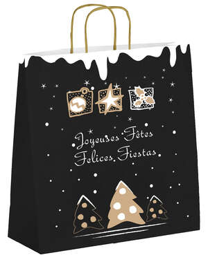 Image du produit Sacs kraft Noël - Noir chic