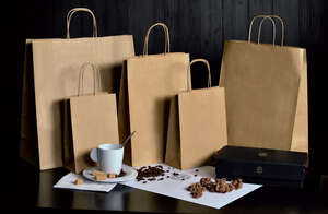 Image du produit Sacs kraft brun - poignées torsadées