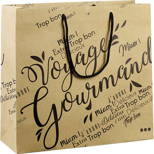 Image du produit Sac papier kraft décor Voyage Gourmand noir