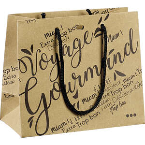 Image du produit Sac papier kraft décor Voyage Gourmand noir