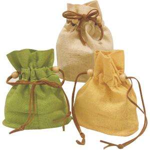 Image du produit Lot de 3 Sachets bourses coton et cuir 
