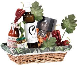 Image du produit Corbeille osier/bois rectangle motifs végétal