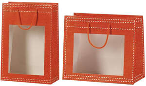 Image du produit Sacs papier orange fenêtre PVC