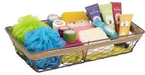 Image du produit Corbeille rectangulaire en métal aspect vieilli et corde