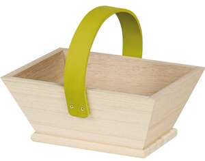 Image du produit Panier bois rectangle nature coloris vert