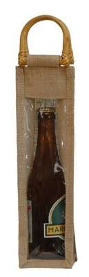 Image du produit Sac jute 1 bouteille 33 cl + fenêtre LONGNECK