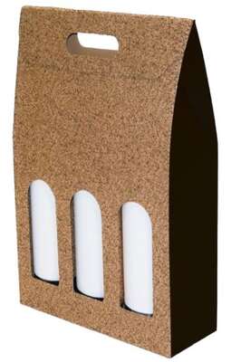 Image du produit Coffret Carton Bouteilles Liège avec fenetre 2 et 3 bouteilles