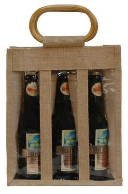 Image du produit Sac jute 3 bouteilles  33cl + fenêtre LONGNECK