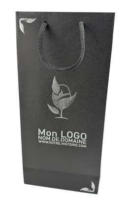 Image produit Sac kraft noir 2 bouteilles avec impression