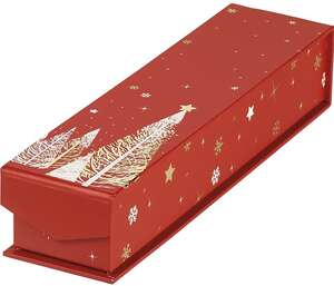 Image du produit Coffret carton rectangle chocolats 1 rangée rouge/blanc/dorure à chaud or fermeture aimantée