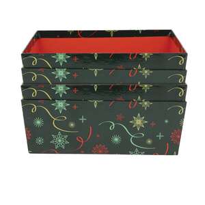 Image du produit Boite carton carrée empilable Noel Vert avec couvercle