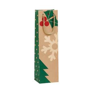 Image produit Sac papier kraft 1 bouteille NOEL NATURE