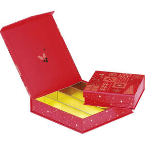 Image du produit Coffret carton carré chocolat 3 rangées « Mosaïque Festive »