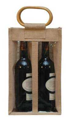Image du produit Sac jute 2 bouteilles 75 cl avec fenêtre 