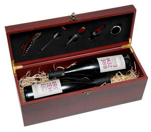 Image du produit Coffret oenologie bois 2 bouteilles économique 5 accessoires