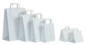 Image produit Sac papier kraft blanc poignées plates