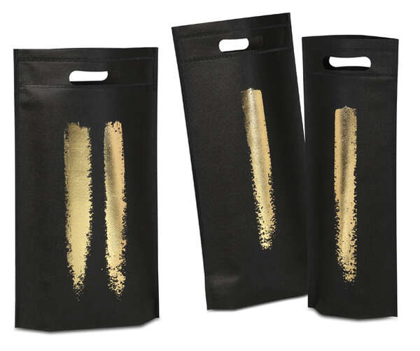 Image du produit Sac intissé BOUTEILLES noir/or