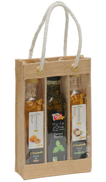 Image du produit Sac toile de jute 3 bouteilles d'huile d'olives