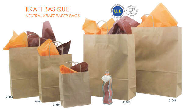 Image du produit Sacs kraft brun - poignées torsadées