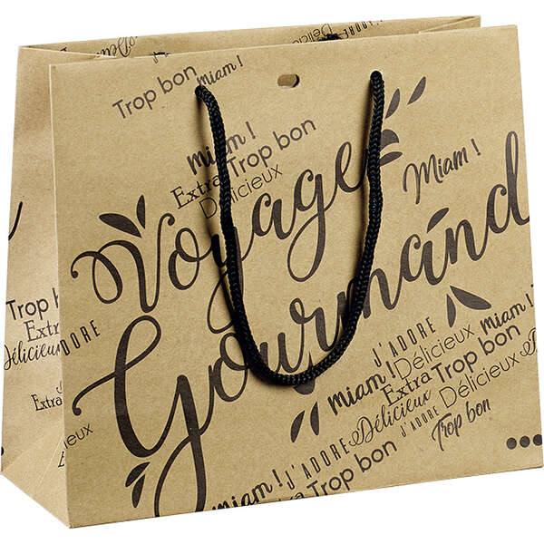 Image du produit Sac papier kraft décor Voyage Gourmand noir