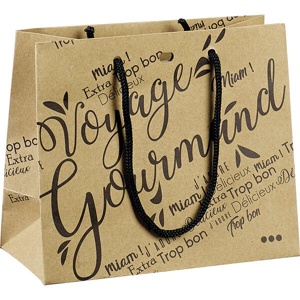 Image du produit Sac papier kraft décor Voyage Gourmand noir