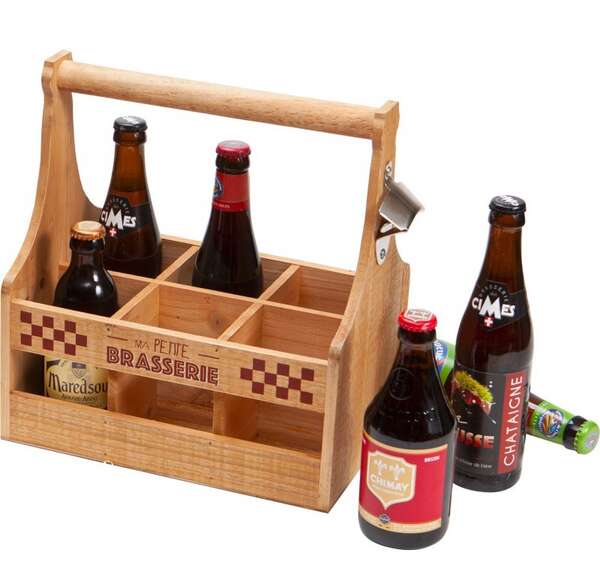 Image du produit Porte 6 bouteilles de bière en bois avec décapsuleur 