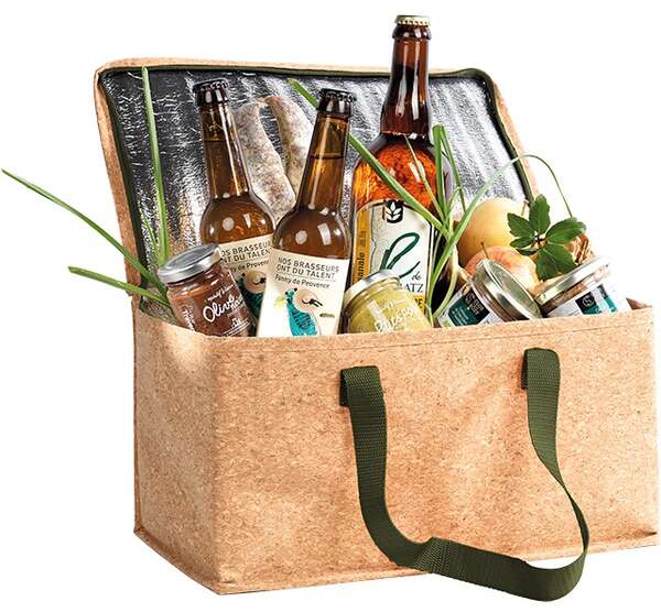 Image du produit Sac isotherme rectangle liège 2 anses verte 