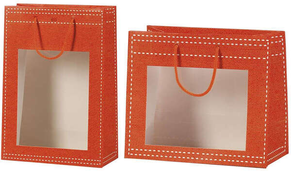 Image du produit Sacs papier orange fenêtre PVC