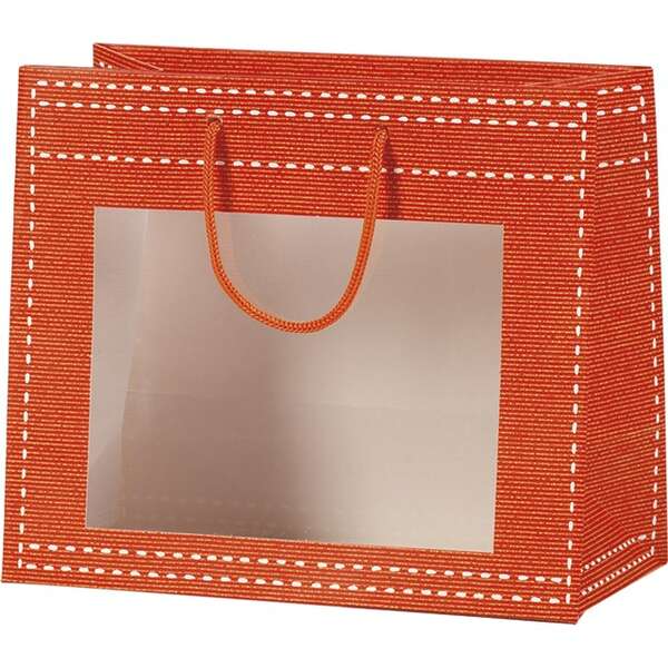 Image du produit Sacs papier orange fenêtre PVC