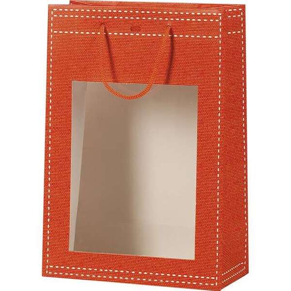 Image du produit Sacs papier orange fenêtre PVC