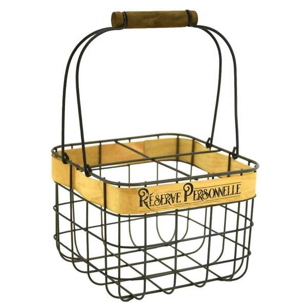 Image du produit Porte bouteilles en métal et bois 