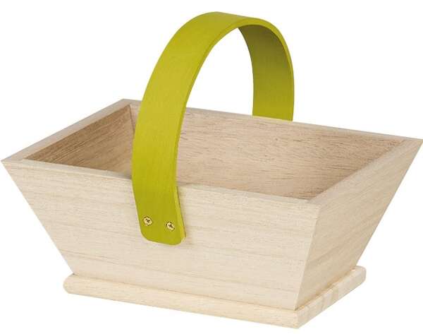 Image du produit Panier bois rectangle nature coloris vert