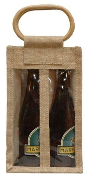 Image du produit Sac jute 2 bouteilles 33cl + fenêtre LONGNECK