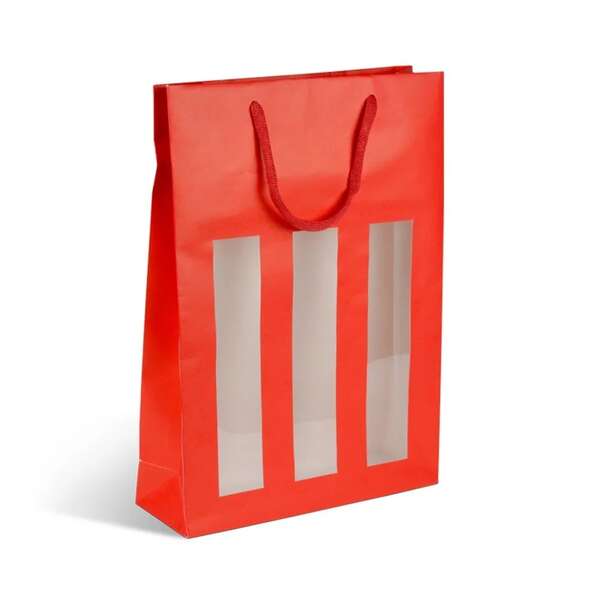 Image du produit Sac papier 1 ,2,3 bouteilles Rouge + fenêtre