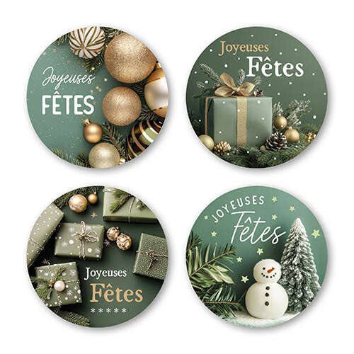 Image du produit Etiquette Joyeuses Fêtes vert