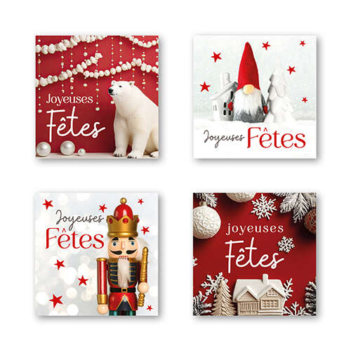 Image du produit Etiquette Joyeuses Fêtes rouge