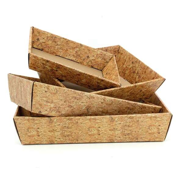 Image du produit Corbeille en carton pliable, décor liège