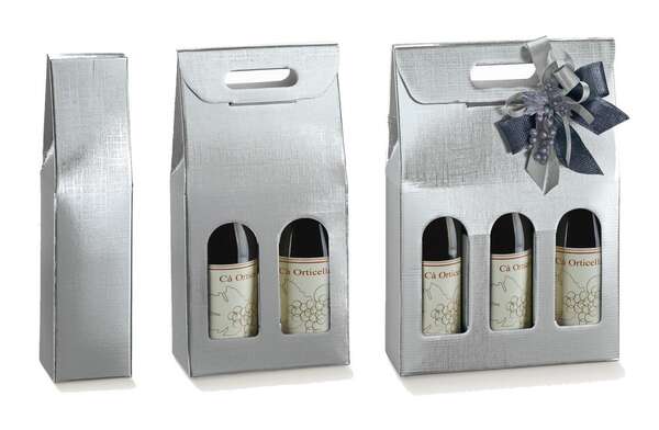 Image du produit Coffret carton argent 1,2,3 bouteilles 0.75l